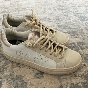 P448 Beige and White Athletic Shoes